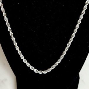 NEW Silver Rope Chain Necklace Stainless Steel Long Necklace NWT Men / Women